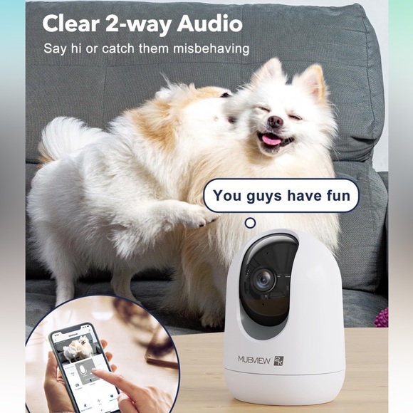 Mubview indoor security camera, 2K,pet camera 2.4G, white - Picture 5 of 6